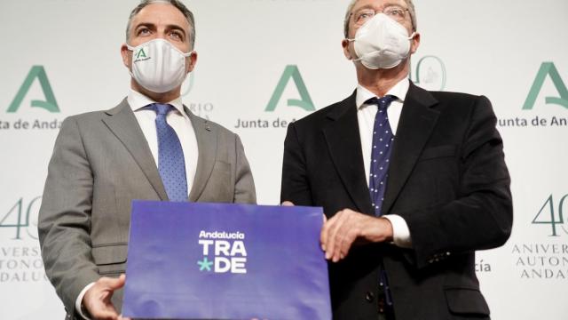 Elías Bendodo y Rogelio Velasco, durante la presentación de Andalucía Trade