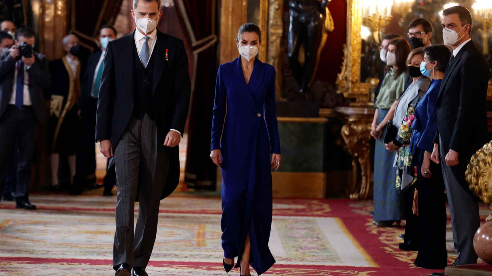 Felipe VI y Letizia, en la recepción del cuerpo diplomático en el Palacio Real.
