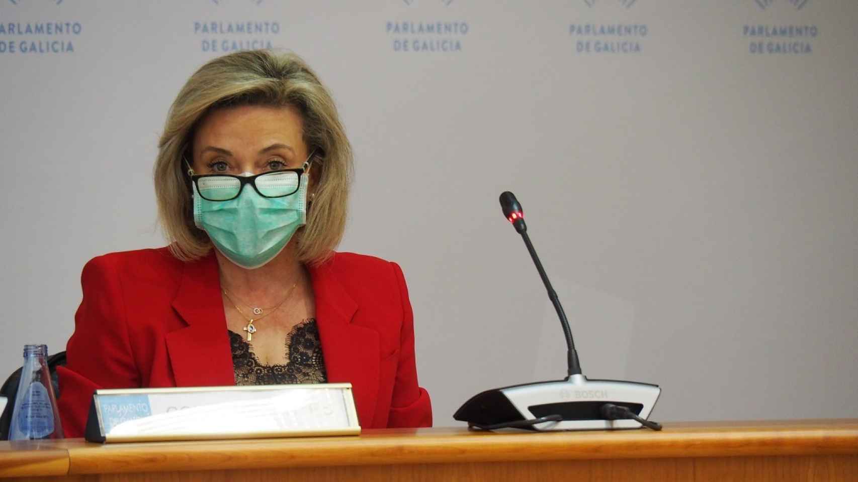 La consejera delegada de DomusVi, Josefina Fernández, durante su comparecencia ante el Parlamento de Galicia.