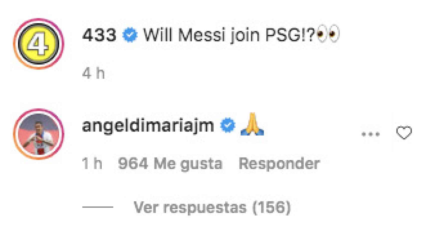 El guiño de Di María a Messi