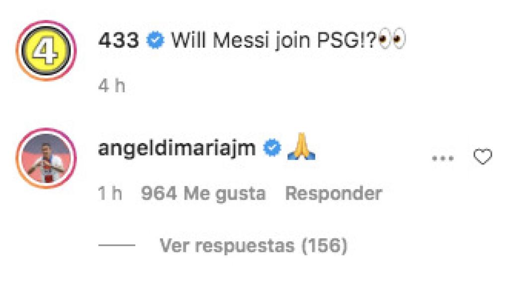 El guiño de Di María a Messi