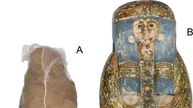 Una momia egipcia con un raro tratamiento mortuorio, un caparazón de barro.