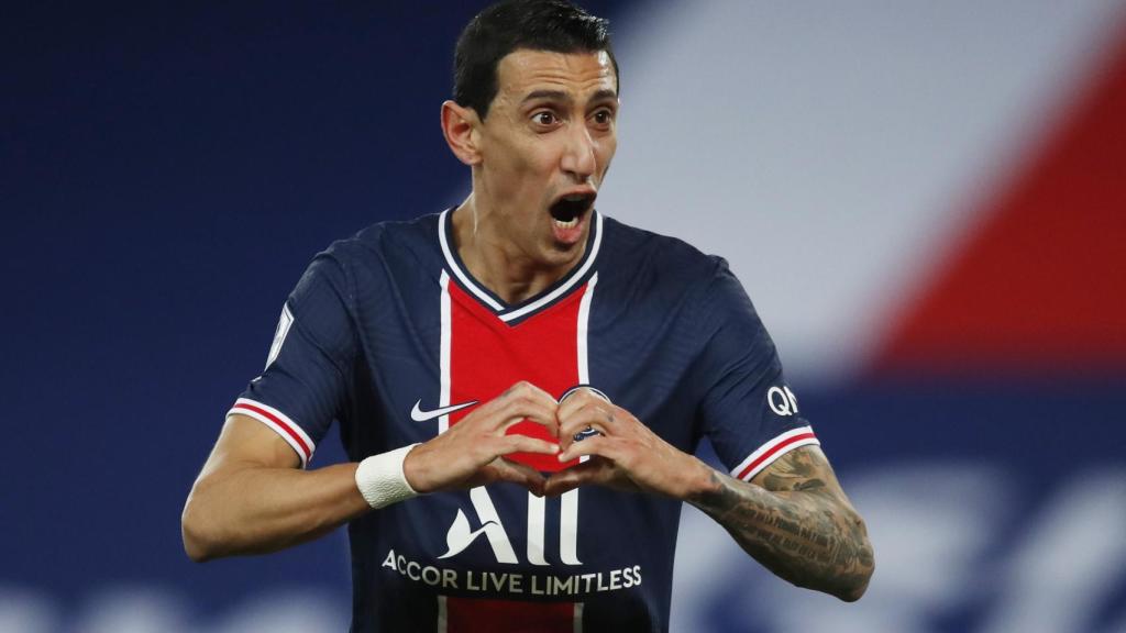 Ángel Di María celebra un gol con el PSG en la temporada 2020/2021