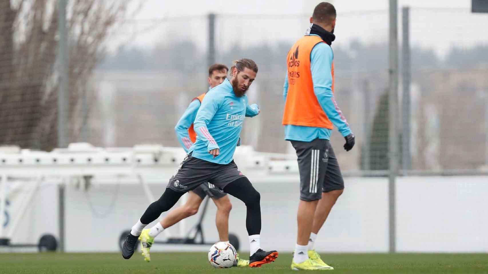 Sergio Ramos durante el entrenamiento del Real Madrid