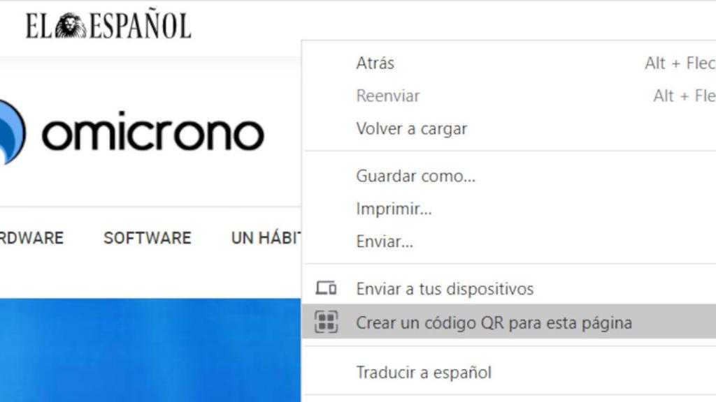 Opción para crear códigos QR en Chrome para Windows