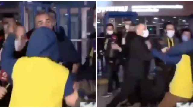 Un ultra del Fenerbahce ataca al vicepresidente del Galatasaray en directo y es noqueado