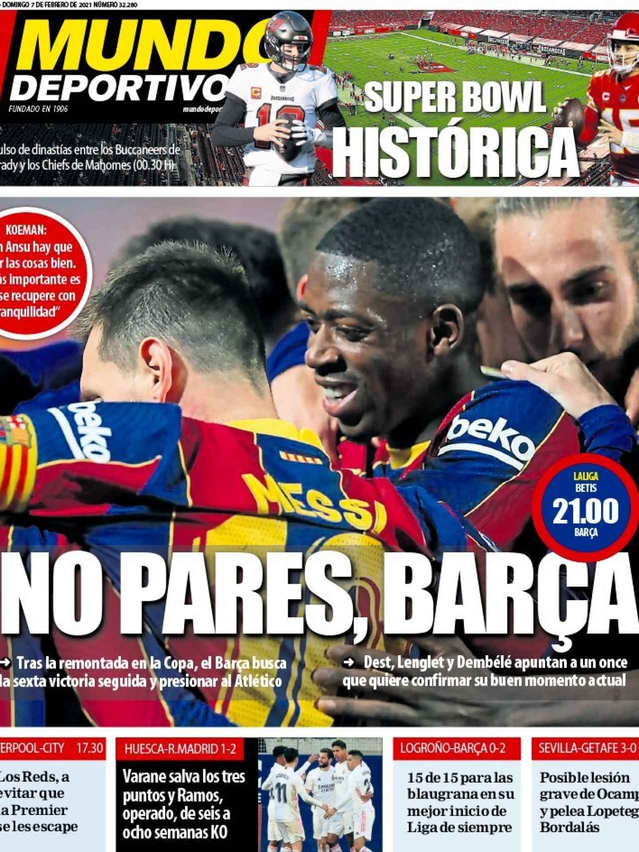 La portada del diario Mundo Deportivo (07/02/2021)