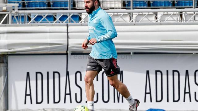 Dani Carvajal, durante un entrenamiento con el Real Madrid