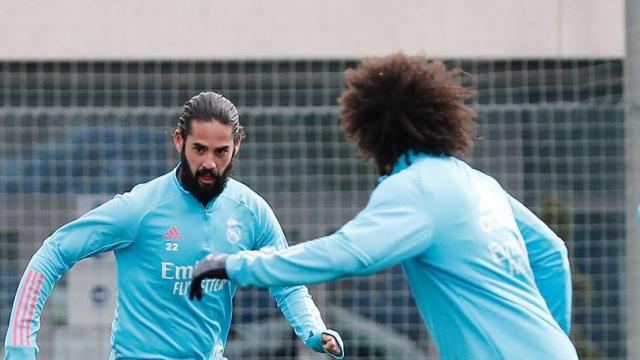 Isco Alarcón, durante un entrenamiento con el Real Madrid