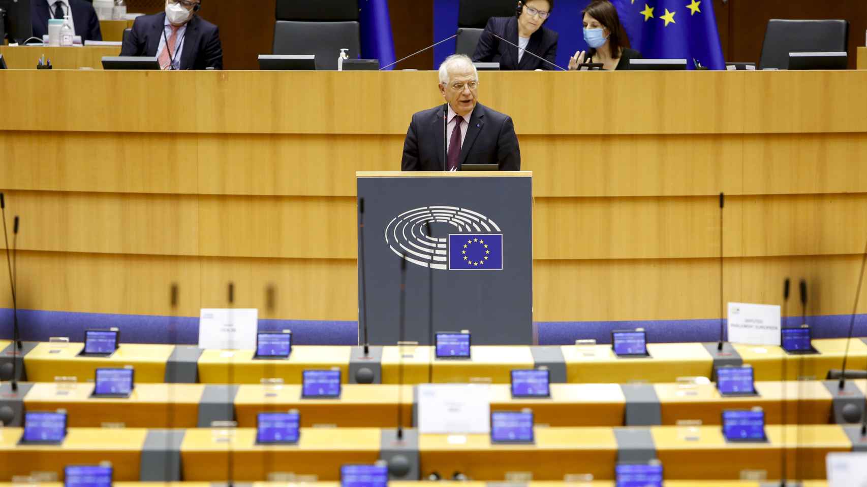 Josep Borrell, durante su intervención en la Eurocámara este martes
