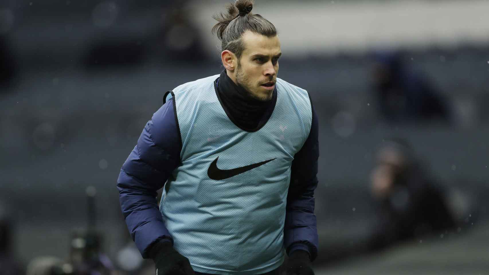 Gareth Bale, en un calentamiento del Tottenham en la temporada 2020/2021