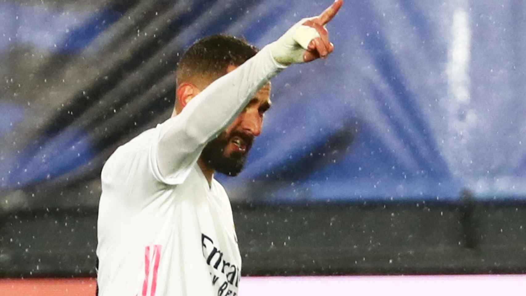 Celebración de Karim Benzema tras marcar