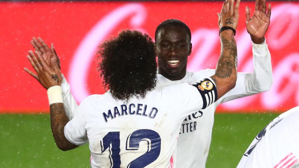 Celebración de Ferland Mendy con Marcelo