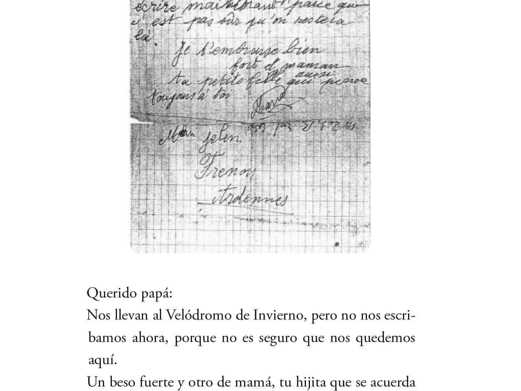 Una de las cartas manuscritas de la niña que aparecen en el libro.