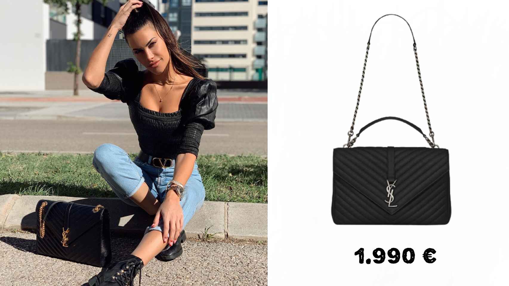 Carla con un bolso de Yves Saint Laurent de 1.990 euros.