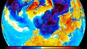 Anomalías de temperaturas en el continente previstas para el 13-14 de febrero. Severe-weather.eu.
