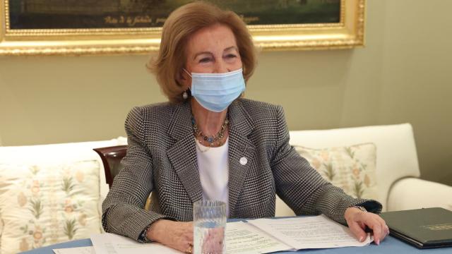 La reina Sofía durante una reunión con el Banco de Alimentos.