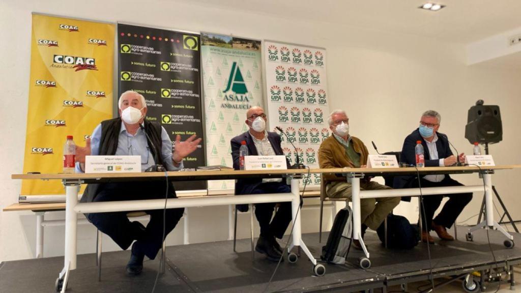 Rueda de prensa de los líderes de las organizaciones agrarias de Andalucía.