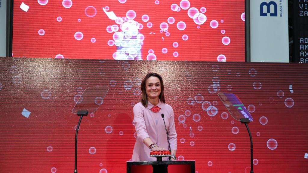 Sol Daurella, la presidenta de Coca-Cola European Partners, en la salida a bolsa de la compañía,