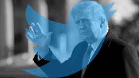 Donald Trump en un fotomontaje con el logo de Twitter.