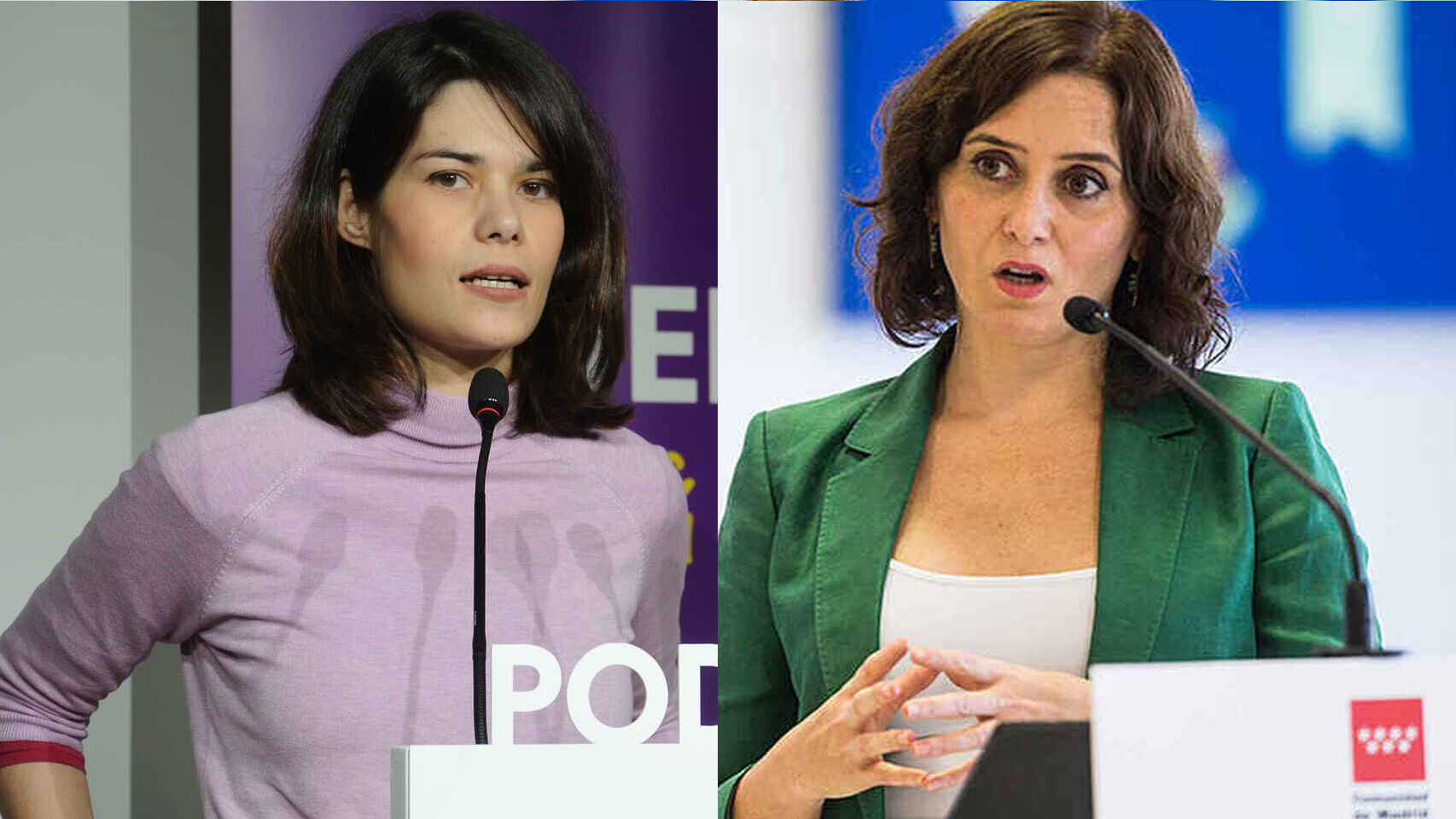 Isa Serra e Isabel Díaz Ayuso en un fotomontaje.