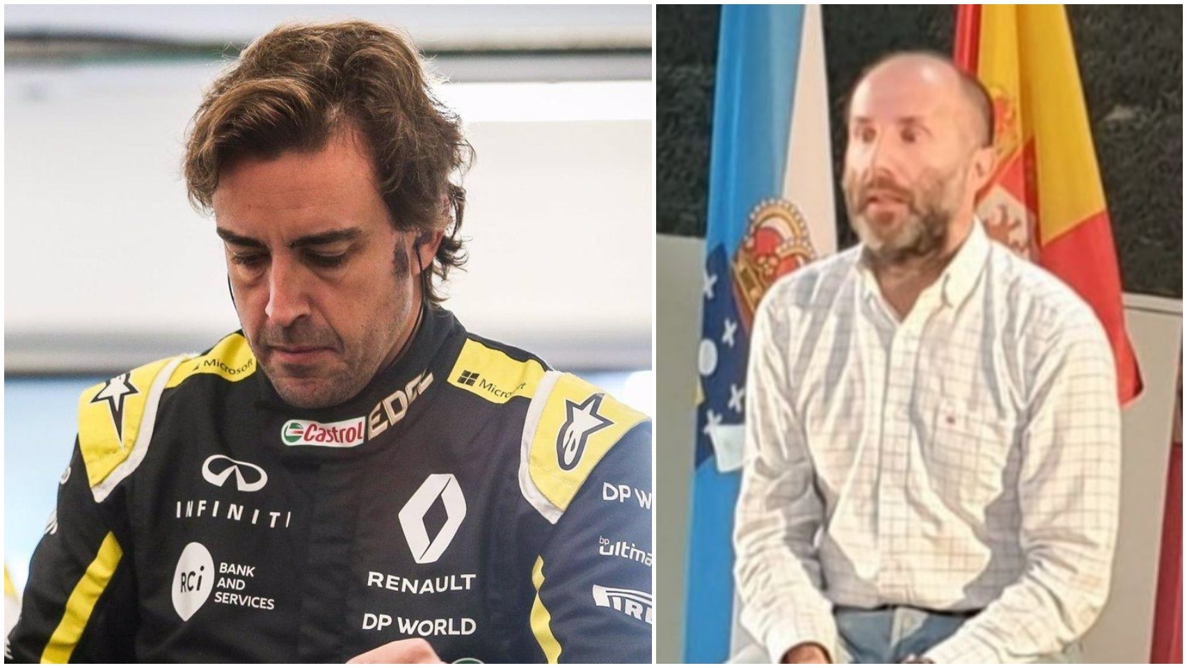 Fernando Alonso y el alcalde de Ourense en un collage