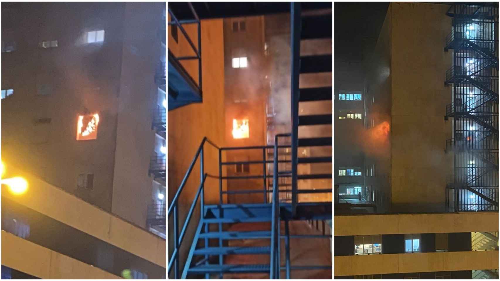 Imágenes  del espectacular incendio del hospital de Cádiz.