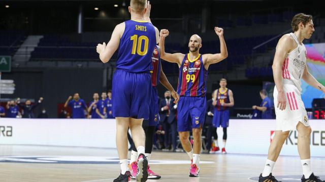 Calathes celebra una canasta del Barça