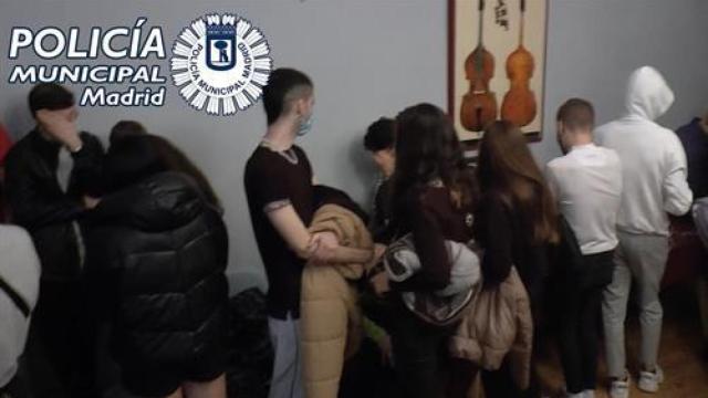 Una de las fiestas ilegales desalojadas este fin de semana en Madrid. Policía Muncipal de Madrid