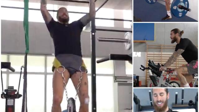 Sergio Ramos se entrena en el gimnasio