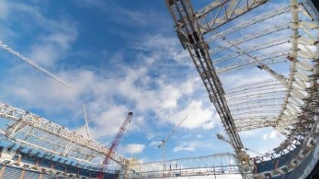 El estado de la nueva cubierta del Estadio Santiago Bernabéu a mediados del mes de febrero