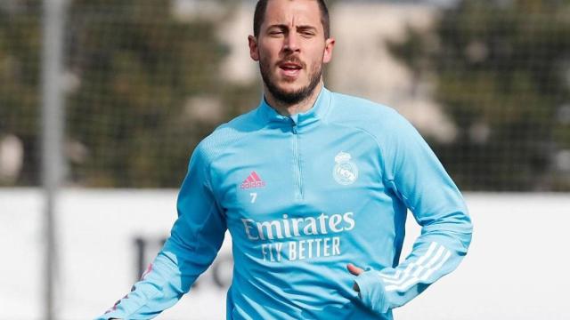 Eden Hazard, durante un entrenamiento con el Real Madrid