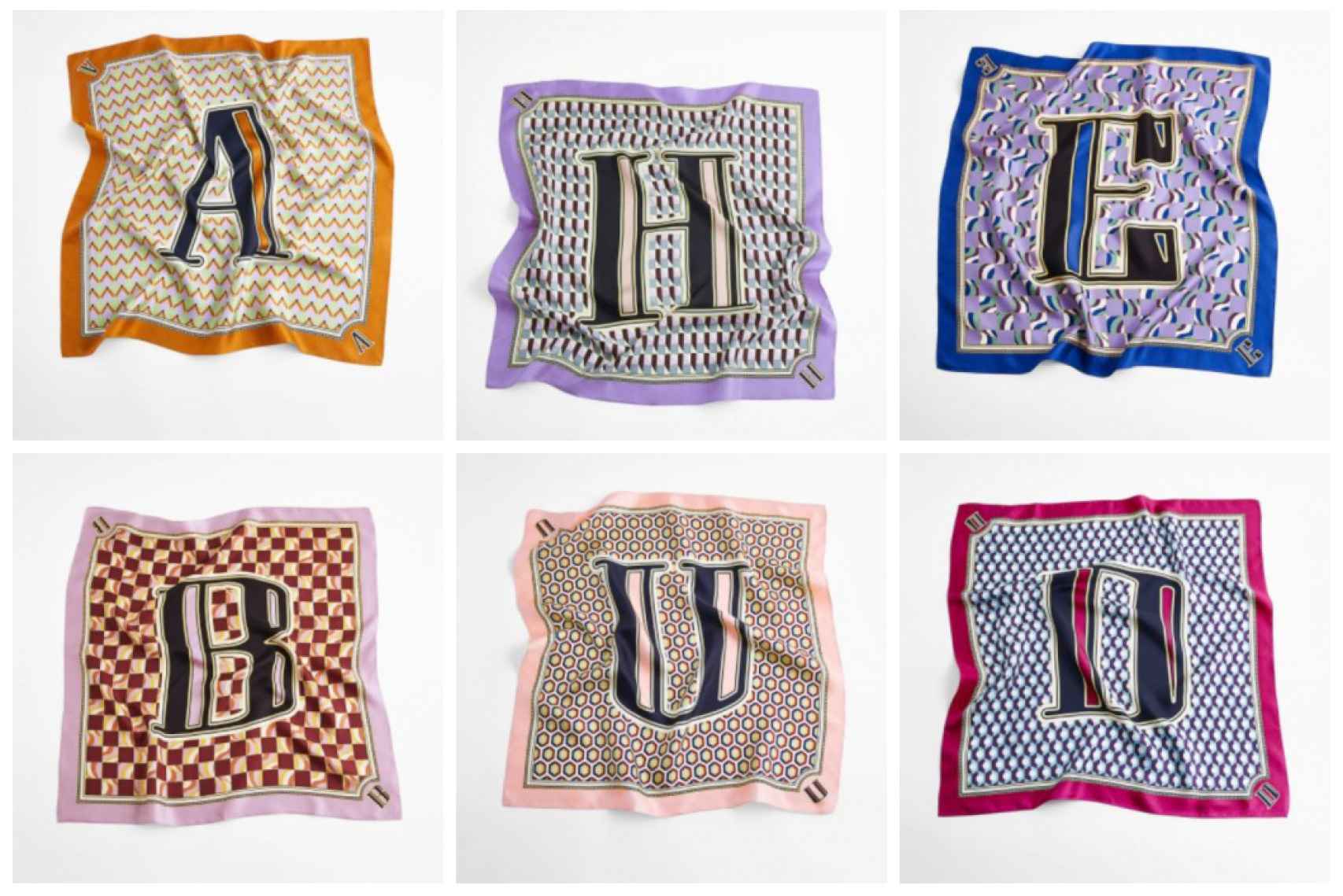 Algunos de los pañuelos con iniciales de Zara.