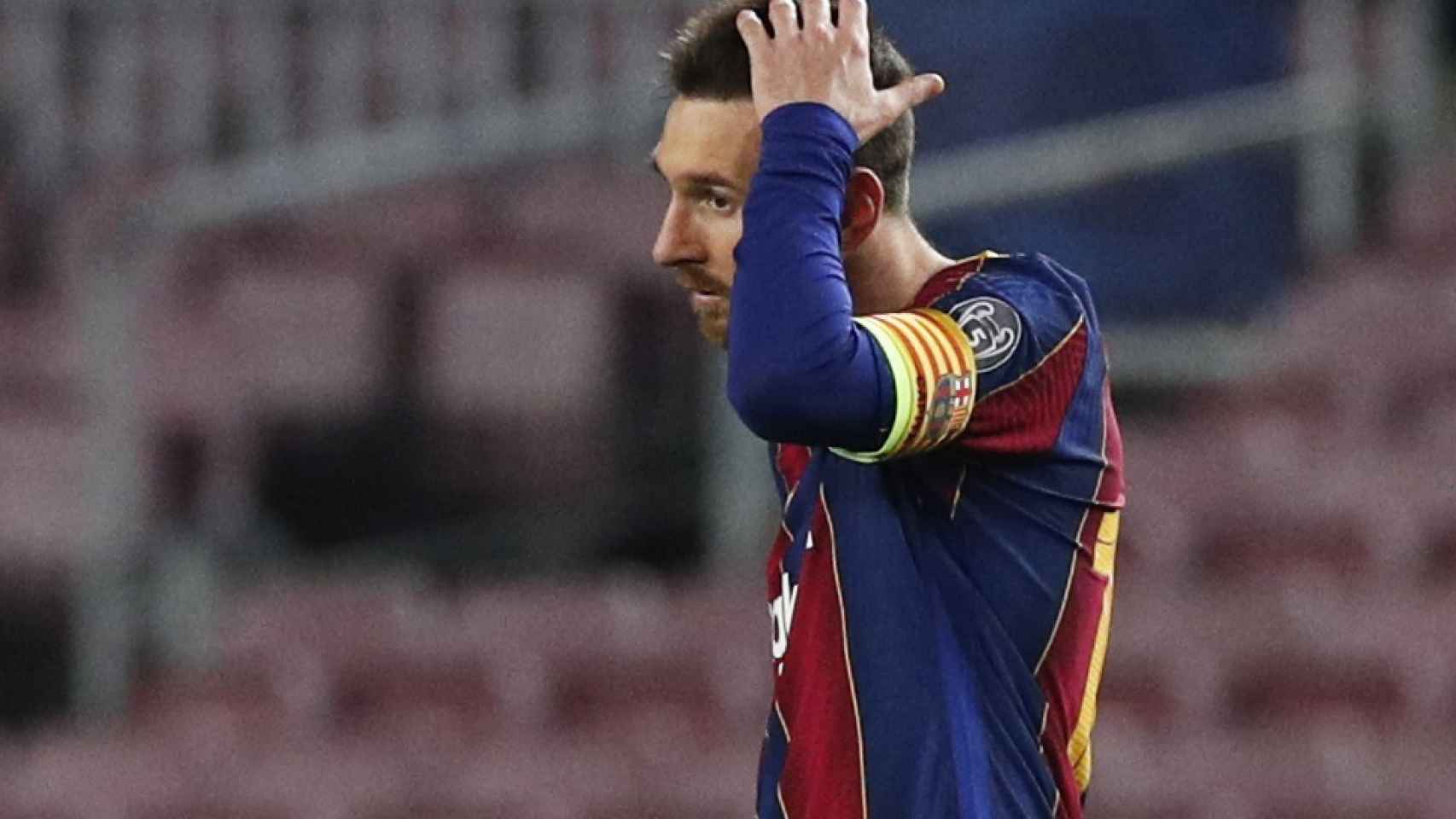 La cara de Leo Messi tras el cuarto del PSG