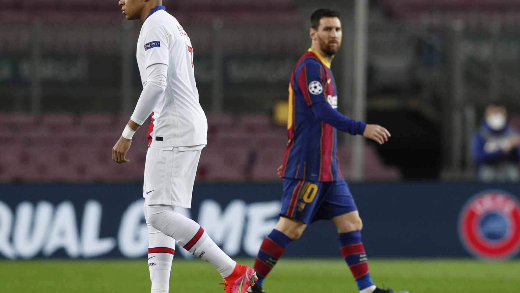 Cruce de Kylian Mbappé y Leo Messi