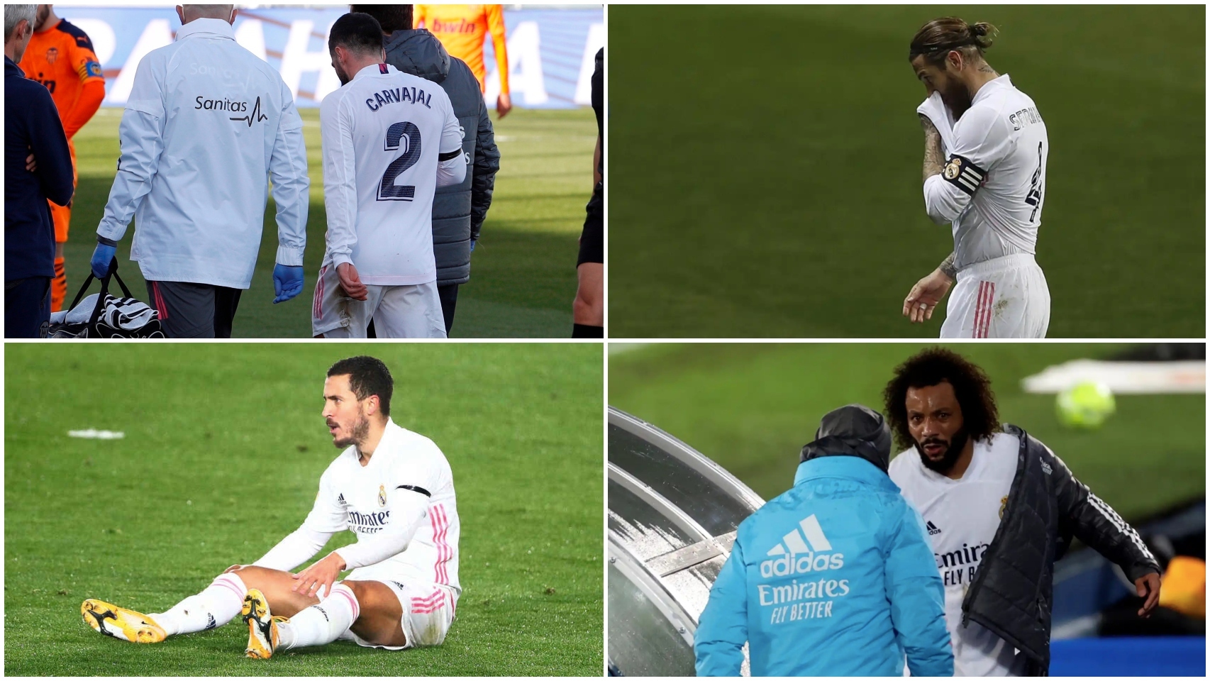 Collage de la plaga de lesiones en el Real Madrid