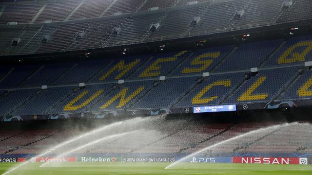 El Camp Nou antes del duelo entre el Barça y el PSG