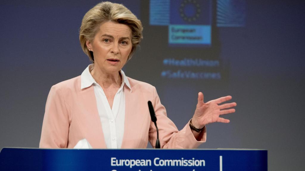 La presidenta Ursula von der Leyen, durante una rueda de prensa