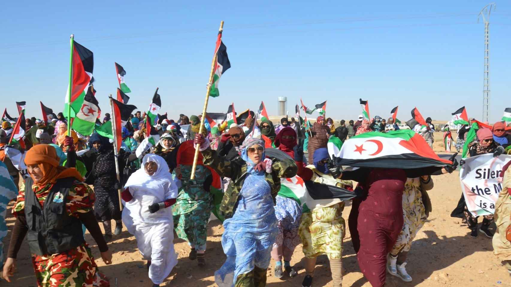 Algunos miles de saharauis se manifiestan en el campo de refugiados de Rabuni.