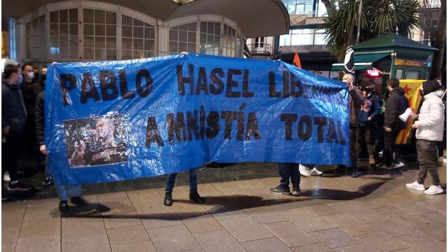 Manifestación por Pablo Hasél en A Coruña.