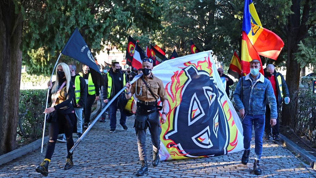 Algunos de los neonazis que acompañaron a Isabel el sábado 13.