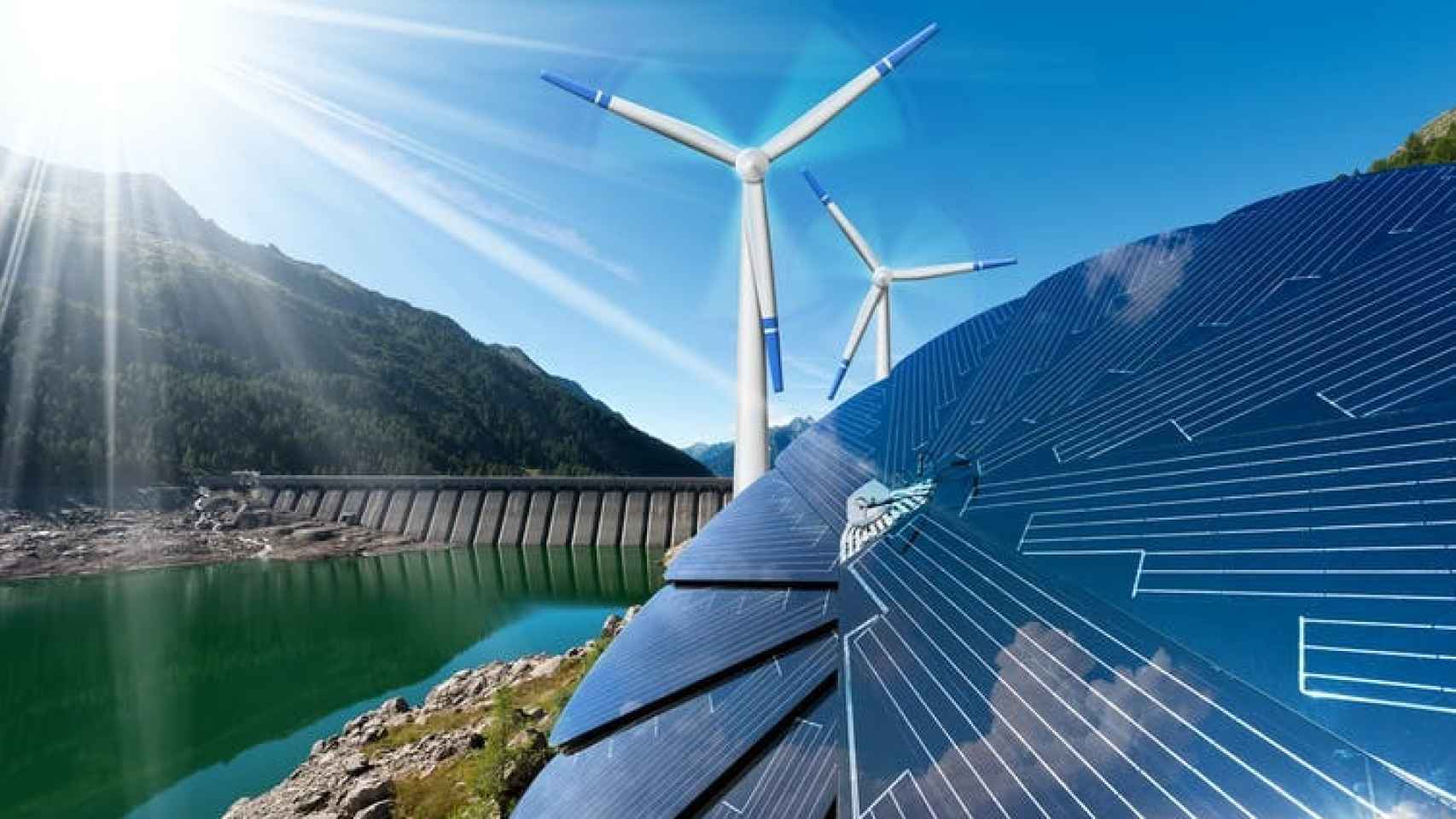 Un montaje sobre distintas fuentes de energía renovables.