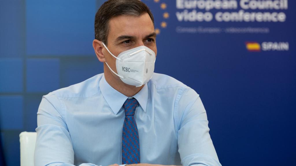 El presidente del Gobierno, Pedro Sánchez, durante la última videocumbre del 21 de enero.