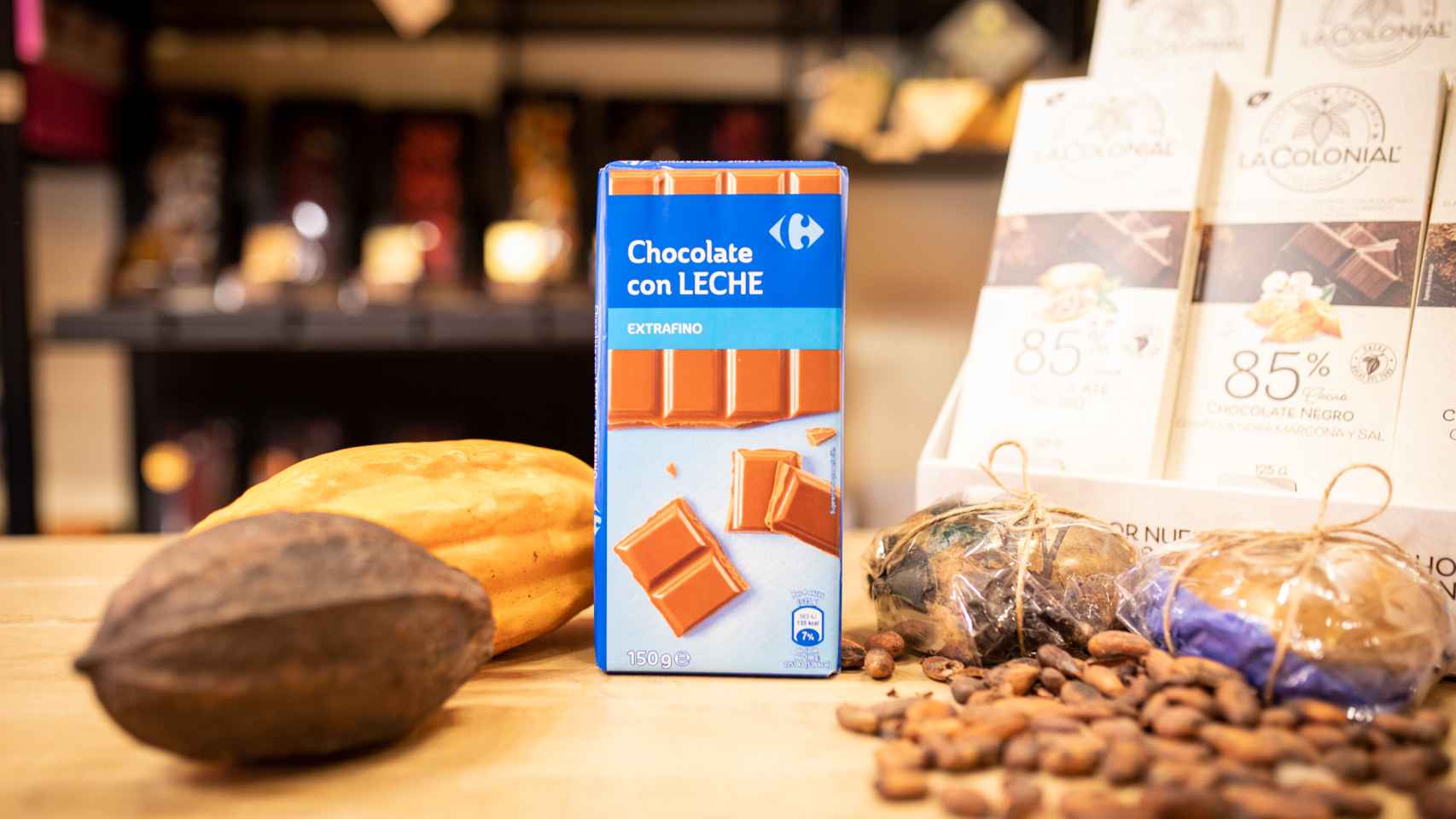 La tableta de chocolate con leche de Carrefour.