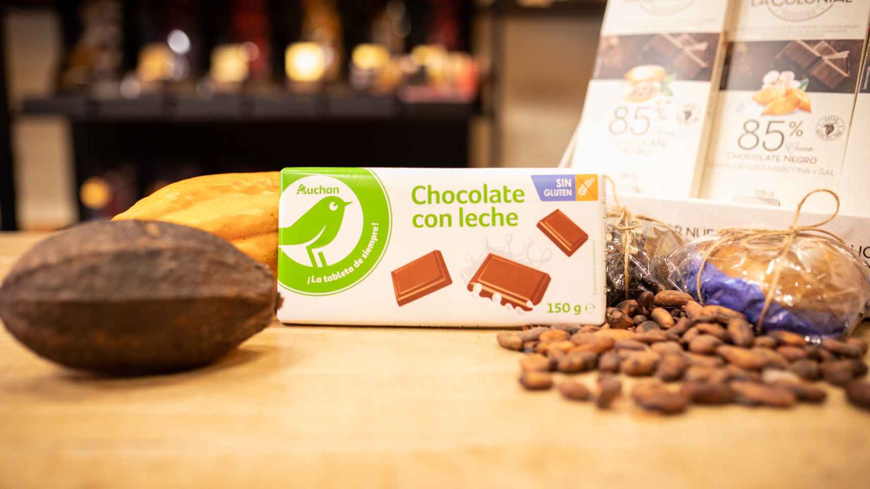 La tableta de chocolate con leche de Auchan, la marca blanca de Alcampo.
