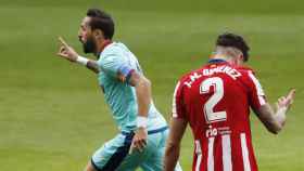 José Luis Morales celebra su gol ante el Atlético de Madrid