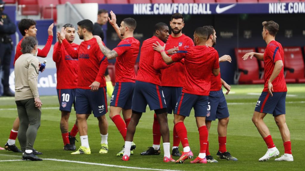 Los jugadores del Atlético de Madrid antes del partido