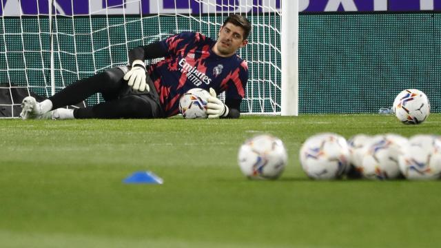 Thibaut Courtois, en un momento del calentamiento