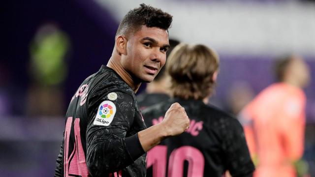 Casemiro celebra su gol ante el Real Valladolid