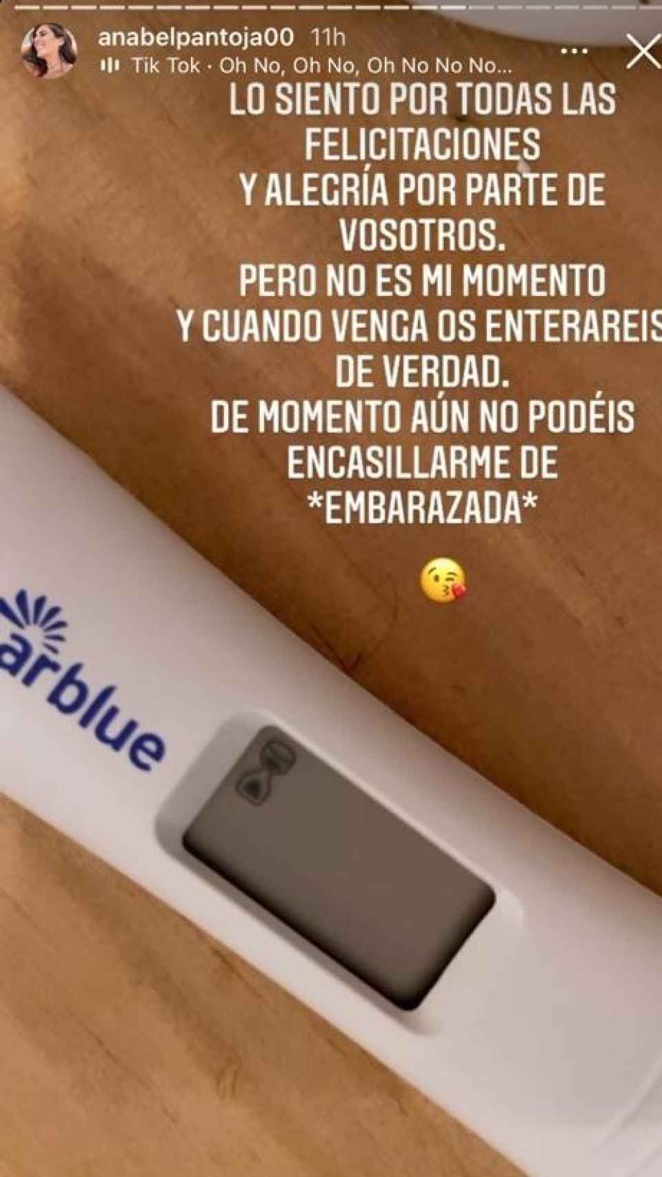 Anabel Pantoja ha confirmado que no está embarazada con un segundo test.